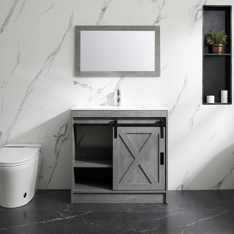 Gracie Oaks Lyndzy 36" Single Bathroom Vanity with Ceramic Top with ...